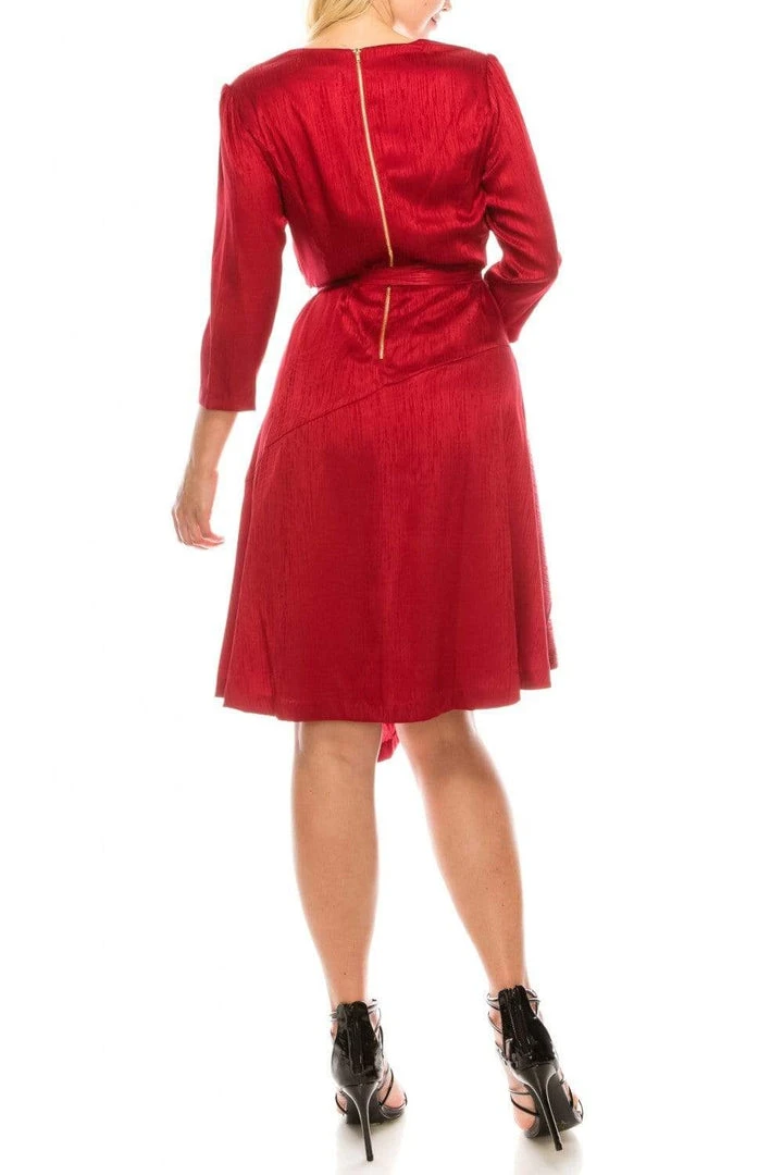 Cocktail Dresses London Times - T4839M Three Quarter Sleeve Twill Faux Wrap Dress 10 Cocktail Dresses London Times - T4839M Three Quarter Sleeve Twill Faux Wrap Dress