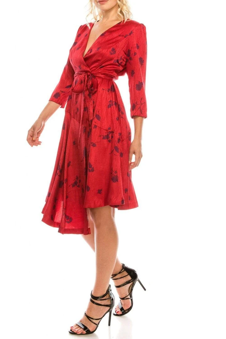 Cocktail Dresses London Times - T4839M Three Quarter Sleeve Twill Faux Wrap Dress 13 Cocktail Dresses London Times - T4839M Three Quarter Sleeve Twill Faux Wrap Dress