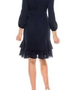 London Times - T4848M Bishop Sleeve Empire Short Dress Cocktail Dresses