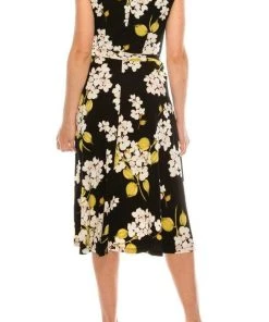 Cocktail Dresses London Times - T4911M Floral Wrapped Knee Length Dress