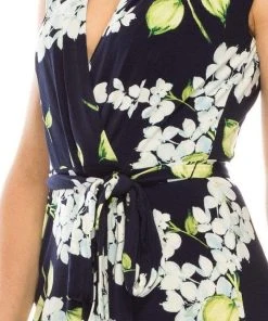 Cocktail Dresses London Times - T4911M Floral Wrapped Knee Length Dress