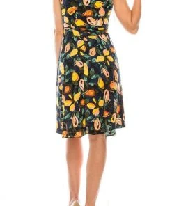 London Times - T4990M Sleeveless Printed Collared Dress Cocktail Dresses