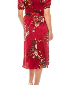 London Times - T5303M Floral Printed Modest Midi Dress