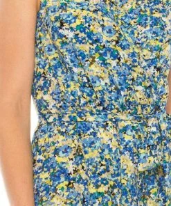 London Times - T5325M V Neck Floral A-Line Dress