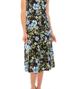 Cocktail Dresses London Times - T5341M Cap Sleeve Floral Faux Wrap Dress