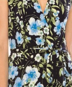 Cocktail Dresses London Times - T5341M Cap Sleeve Floral Faux Wrap Dress