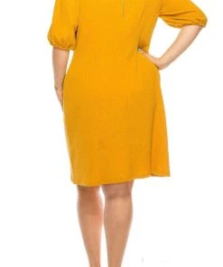 Plus Size Dresses London Times - T5376W Elbow Length Midi Crepe Dress