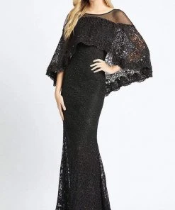 Formal Gowns Mac Duggal - 20072D Illusion Lace Overlay Cape Gown 11 Formal Gowns Mac Duggal - 20072D Illusion Lace Overlay Cape Gown