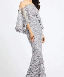 Formal Gowns Mac Duggal - 20072D Illusion Lace Overlay Cape Gown