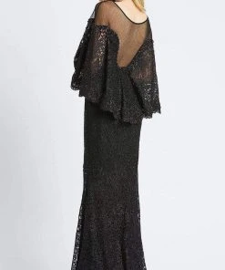Formal Gowns Mac Duggal - 20072D Illusion Lace Overlay Cape Gown 12 Formal Gowns Mac Duggal - 20072D Illusion Lace Overlay Cape Gown