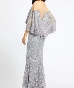 Formal Gowns Mac Duggal - 20072D Illusion Lace Overlay Cape Gown 9 Formal Gowns Mac Duggal - 20072D Illusion Lace Overlay Cape Gown