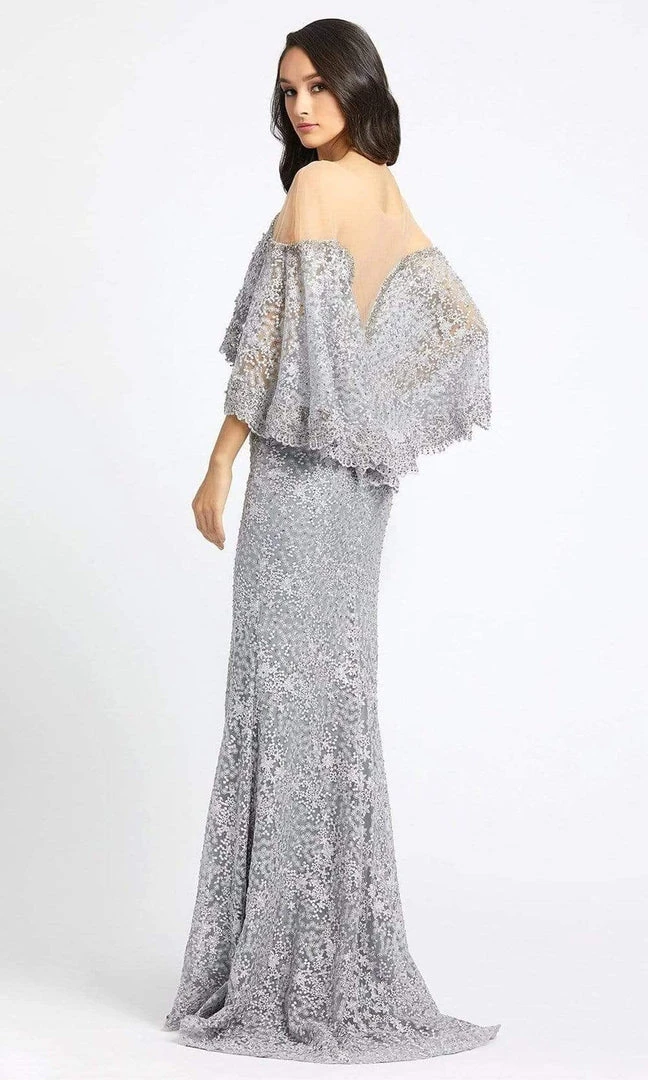Formal Gowns Mac Duggal - 20072D Illusion Lace Overlay Cape Gown 4 Formal Gowns Mac Duggal - 20072D Illusion Lace Overlay Cape Gown