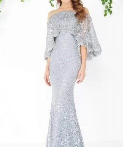 Formal Gowns Mac Duggal - 20072D Illusion Lace Overlay Cape Gown 10 Formal Gowns Mac Duggal - 20072D Illusion Lace Overlay Cape Gown