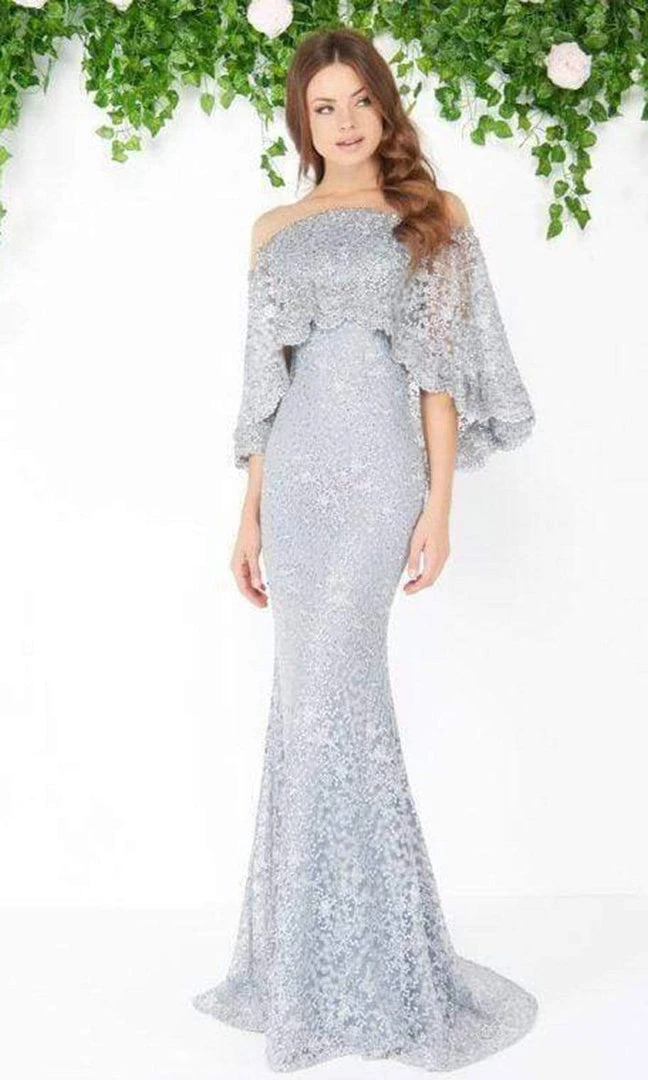 Formal Gowns Mac Duggal - 20072D Illusion Lace Overlay Cape Gown 5 Formal Gowns Mac Duggal - 20072D Illusion Lace Overlay Cape Gown