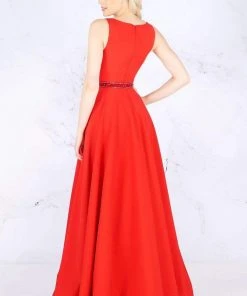 Formal Gowns Mac Duggal - 25608L Sleeveless Bateau Crepe A-Line Gown