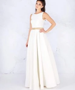 Formal Gowns Mac Duggal - 25608L Sleeveless Bateau Crepe A-Line Gown 11 Formal Gowns Mac Duggal - 25608L Sleeveless Bateau Crepe A-Line Gown