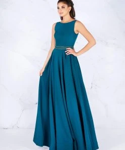 Formal Gowns Mac Duggal - 25608L Sleeveless Bateau Crepe A-Line Gown 9 Formal Gowns Mac Duggal - 25608L Sleeveless Bateau Crepe A-Line Gown