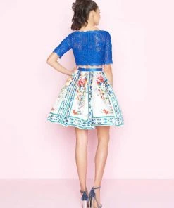 Mac Duggal - 40854N Two Piece Embroidered Floral Cocktail Dress Cocktail Dresses 6 Mac Duggal - 40854N Two Piece Embroidered Floral Cocktail Dress Cocktail Dresses