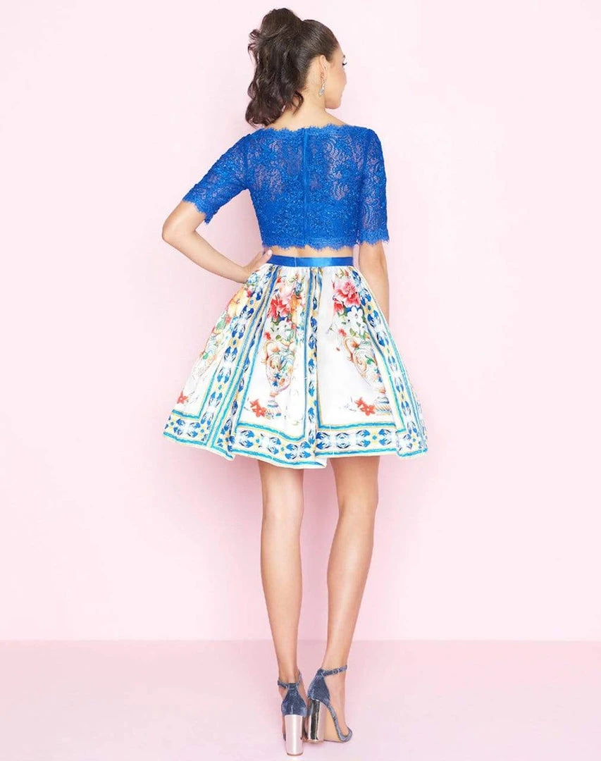 Mac Duggal - 40854N Two Piece Embroidered Floral Cocktail Dress Cocktail Dresses 4 Mac Duggal - 40854N Two Piece Embroidered Floral Cocktail Dress Cocktail Dresses