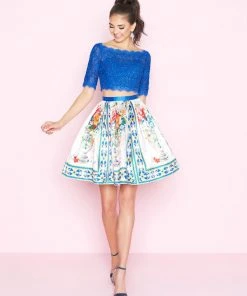 Mac Duggal - 40854N Two Piece Embroidered Floral Cocktail Dress Cocktail Dresses