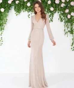 Mac Duggal - 4610D Sequined V-neck Sheath Dress Formal Gowns