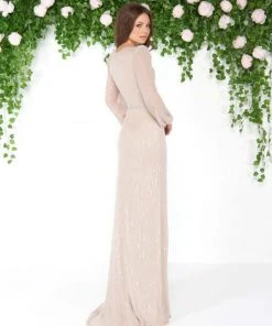 Mac Duggal - 4610D Sequined V-neck Sheath Dress Formal Gowns