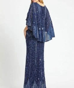 Mac Duggal - 4611D Caped V-Neck Evening Gown