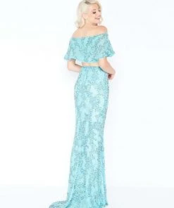 Mac Duggal - 4620M Two Piece Ruffle Beaded Sheath Gown Formal Gowns 5 Mac Duggal - 4620M Two Piece Ruffle Beaded Sheath Gown Formal Gowns