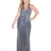 Mac Duggal - 4674F Sequined Halter Neck Sheath Dress Formal Gowns