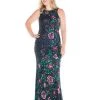 Mac Duggal - 4679F Floral Sequined Bateau Sheath Dress Formal Gowns 1 Mac Duggal - 4679F Floral Sequined Bateau Sheath Dress Formal Gowns