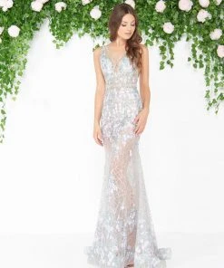 Mac Duggal - 50416D Sheer Floral Embroidered Sleeveless Gown 8 Mac Duggal - 50416D Sheer Floral Embroidered Sleeveless Gown