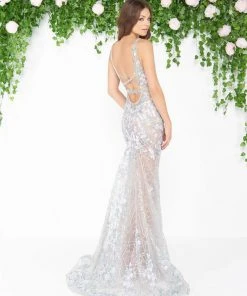 Mac Duggal - 50416D Sheer Floral Embroidered Sleeveless Gown 9 Mac Duggal - 50416D Sheer Floral Embroidered Sleeveless Gown