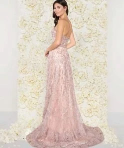 Mac Duggal - 50420D Strapless Sheer Floral Lace Evening Gown 6 Mac Duggal - 50420D Strapless Sheer Floral Lace Evening Gown