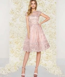 Mac Duggal - 50424D Bateau Illusion Lace Cocktail Dress