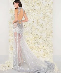 Formal Gowns Mac Duggal - 50426D Bejeweled High Neck Sheer Evening Gown 5 Formal Gowns Mac Duggal - 50426D Bejeweled High Neck Sheer Evening Gown