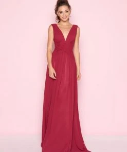 Formal Gowns Mac Duggal - 55149L Ruched V-neck A-line Dress