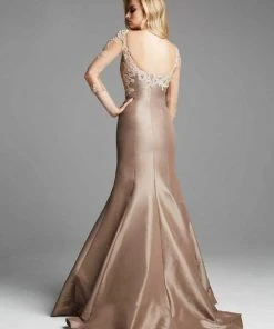 Mac Duggal - 62315 Illusion Quarter Sleeve Trumpet Gown Formal Gowns 5 Mac Duggal - 62315 Illusion Quarter Sleeve Trumpet Gown Formal Gowns