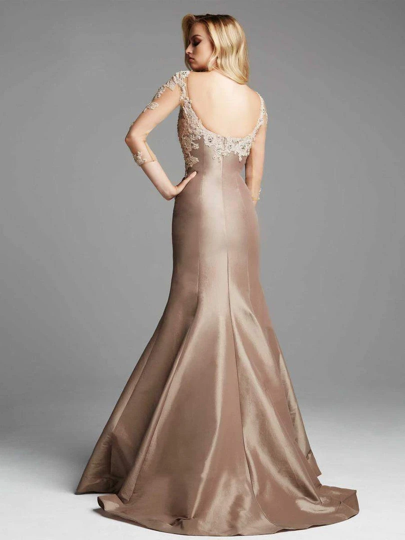 Mac Duggal - 62315 Illusion Quarter Sleeve Trumpet Gown Formal Gowns 4 Mac Duggal - 62315 Illusion Quarter Sleeve Trumpet Gown Formal Gowns