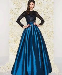 Mac Duggal - 62883D Long-Sleeved Beaded Lace Shiny Dress 11 Mac Duggal - 62883D Long-Sleeved Beaded Lace Shiny Dress