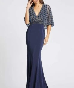 Mac Duggal - 62925R Embellished Deep V-neck Sheath Dress