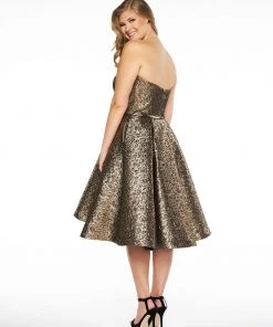 Mac Duggal - 66280F Metallic Sweetheart Pleated A-line Dress