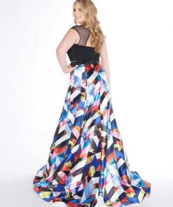 Formal Gowns Mac Duggal - 66409F Cap Sleeves Two-Piece Trumpet Gown