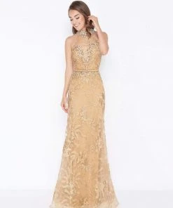 Formal Gowns Mac Duggal - 66461M Shimmering Sheer Fitted Lace Illusion Gown