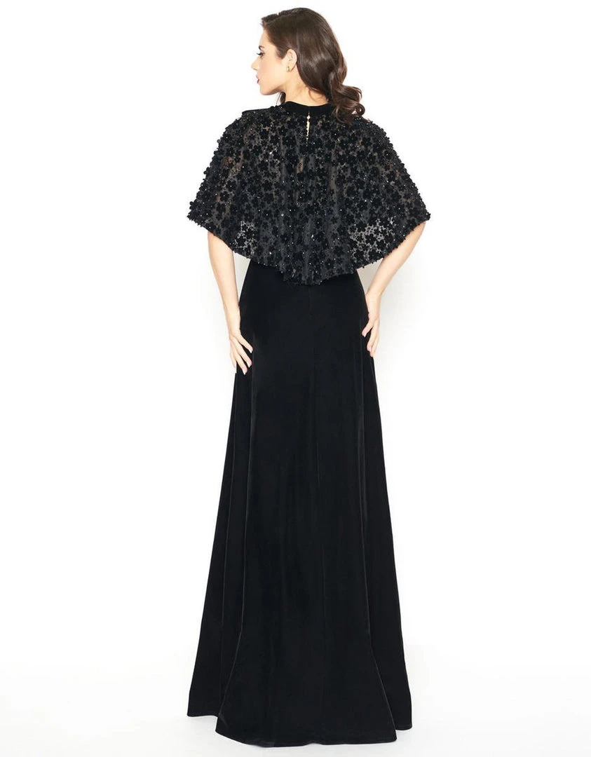 Mac Duggal - 66590R Floral Embroidered Caplet High Neck Sheath Dress Formal Gowns 4 Mac Duggal - 66590R Floral Embroidered Caplet High Neck Sheath Dress Formal Gowns