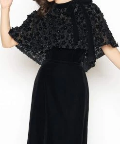 Mac Duggal - 66590R Floral Embroidered Caplet High Neck Sheath Dress Formal Gowns 7 Mac Duggal - 66590R Floral Embroidered Caplet High Neck Sheath Dress Formal Gowns