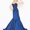 Formal Gowns Mac Duggal - 66597D Floral Applique Metallic Woven Trumpet Dress
