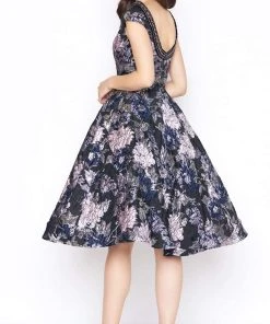 Mac Duggal - 66750D Floral Detailed Bateau A-line Dress Prom Dresses 9 Mac Duggal - 66750D Floral Detailed Bateau A-line Dress Prom Dresses