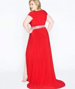 Mac Duggal - 67604F V Neckline Beaded Waist Long Gown 7 Mac Duggal - 67604F V Neckline Beaded Waist Long Gown