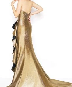 Formal Gowns Mac Duggal - 67662D Metallic Strapless Ruffled Trumpet Dress