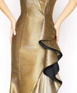 Formal Gowns Mac Duggal - 67662D Metallic Strapless Ruffled Trumpet Dress